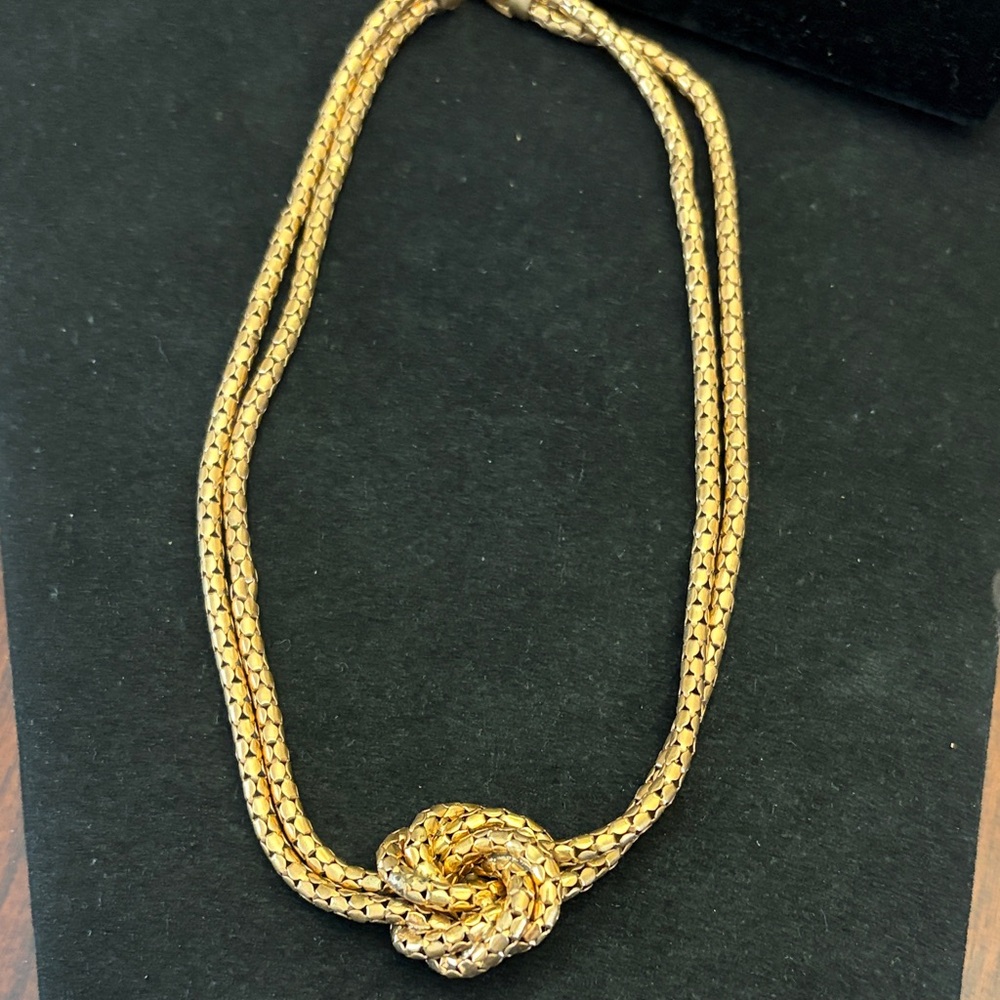Elegant Gold Double Strand Knot Necklace
